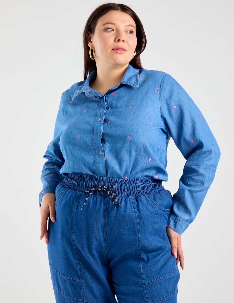 Blusa camisera manga larga para mujer 8