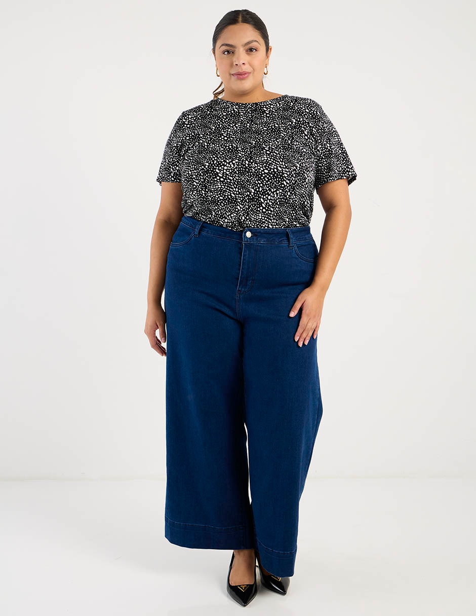 Jeans relaxed wide leg a la cintura C421 para mujer 2