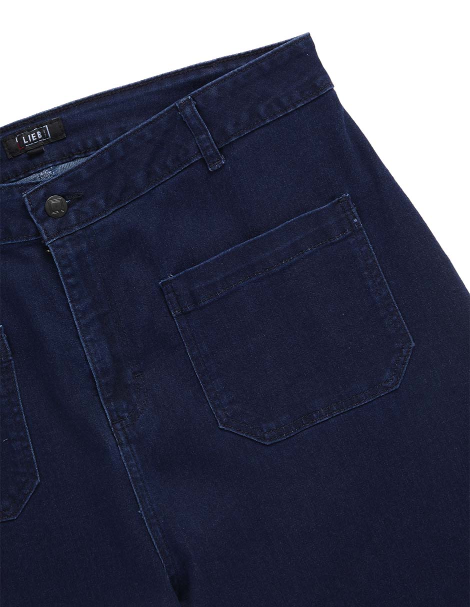 Jeans capri amplio cintura alta para mujer 5
