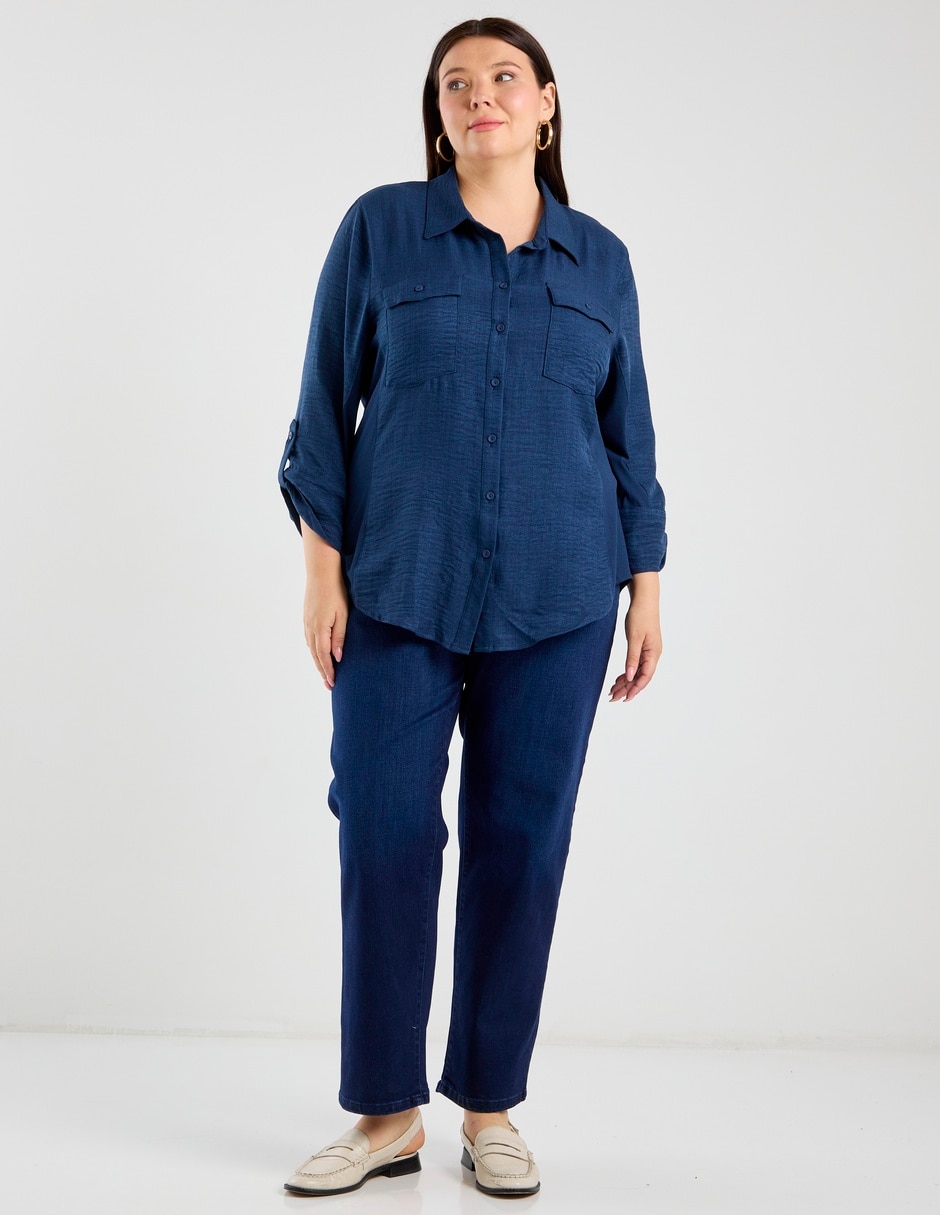 Jeans straight cintura media para mujer 7