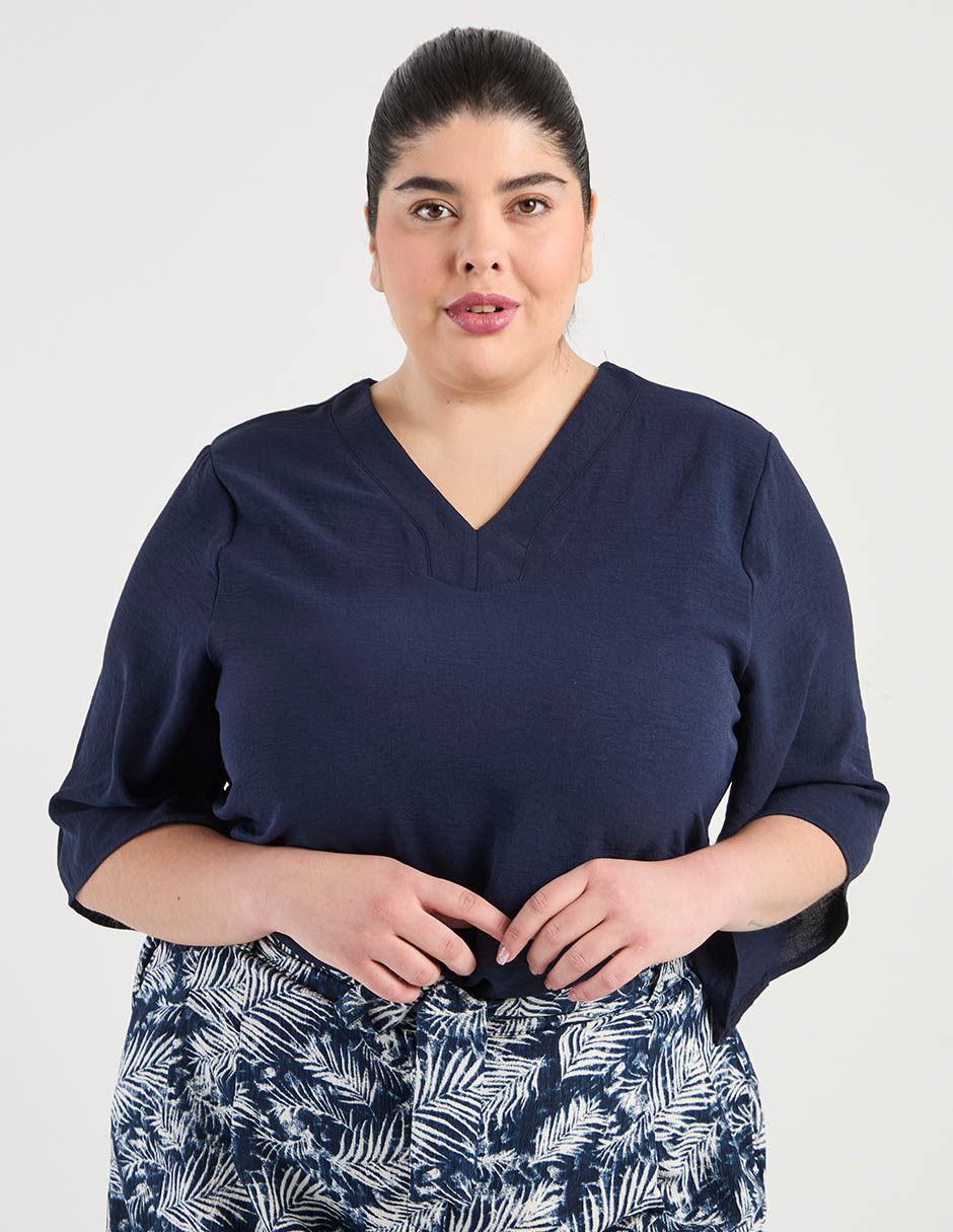 Blusa manga al codo para mujer