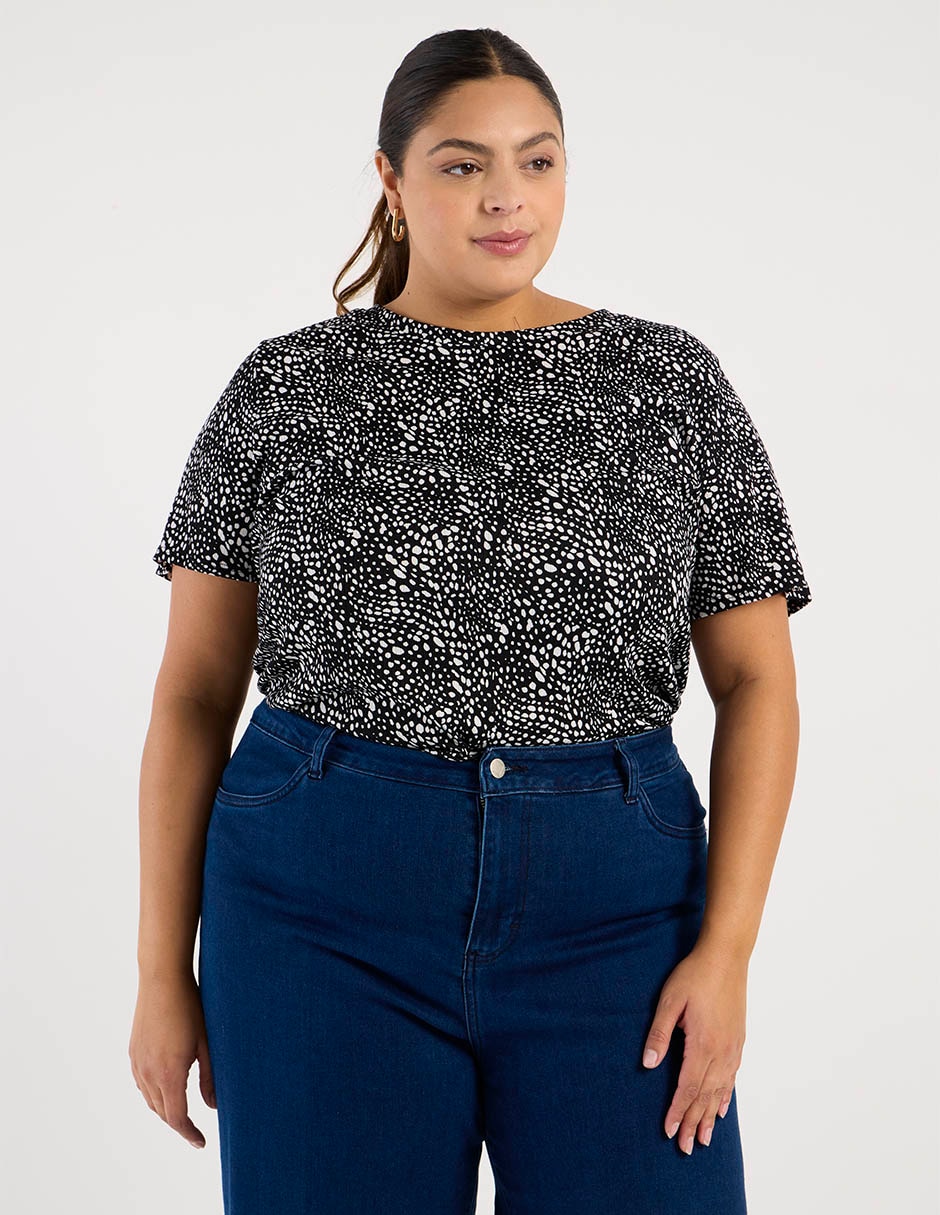 Playera manga corta cuello redondo para mujer
