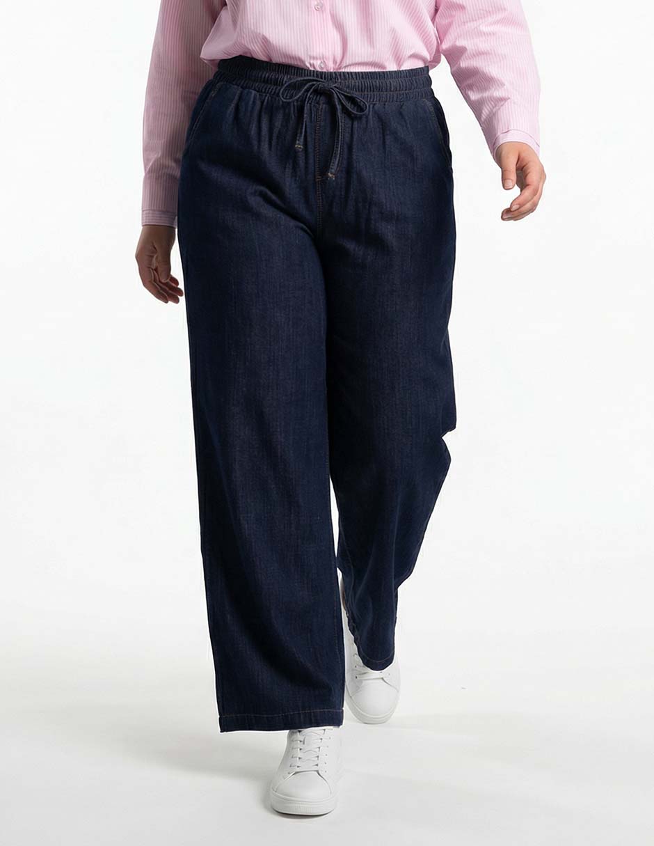 Jeans amplio cintura media para mujer