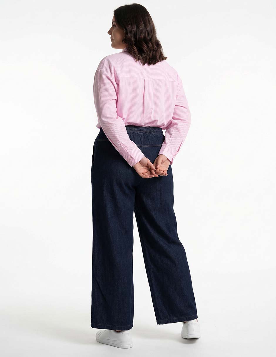 Jeans amplio cintura media para mujer 2