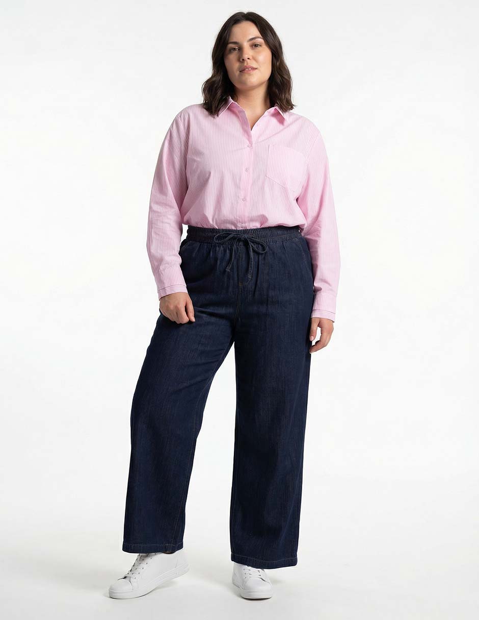Jeans amplio cintura media para mujer 3