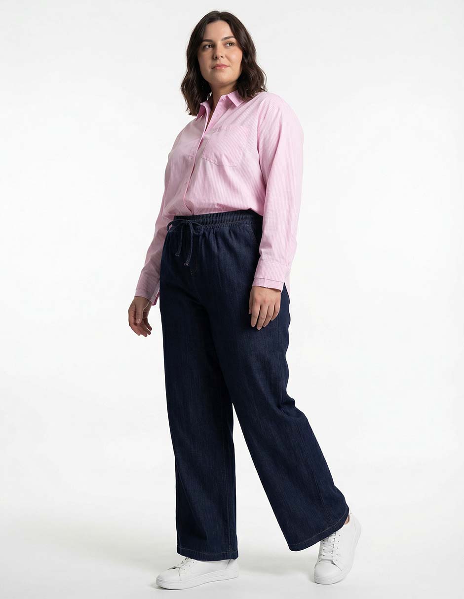 Jeans amplio cintura media para mujer 5