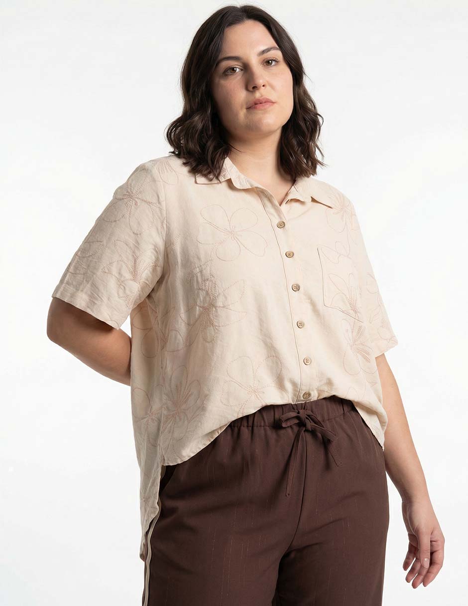 Blusa manga al codo para mujer