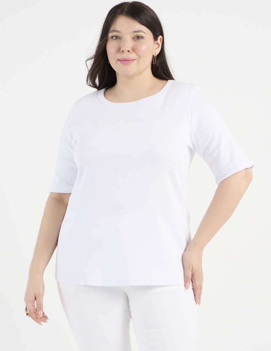Playera manga corta cuello redondo para mujer