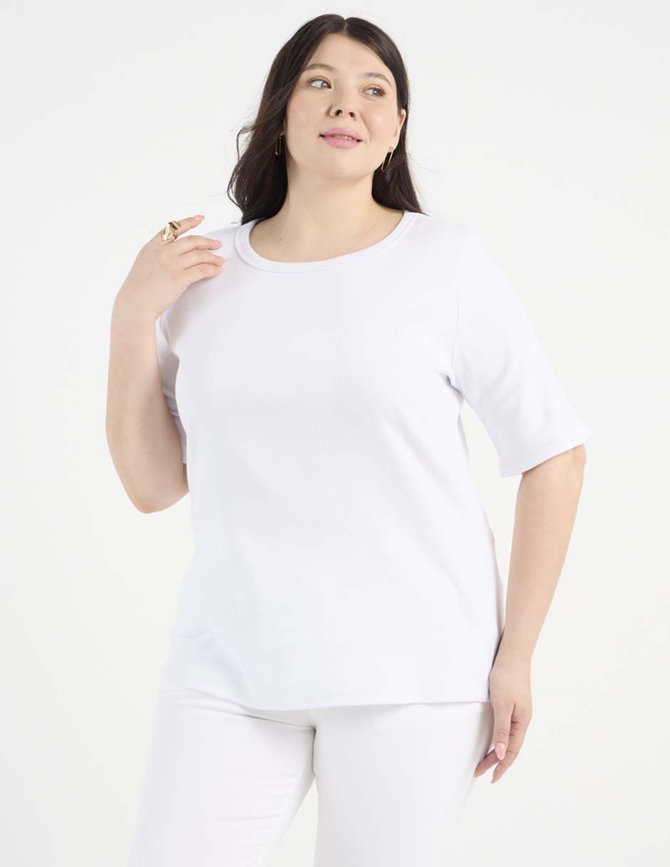 Playera manga corta lieb plus cuello redondo para mujer