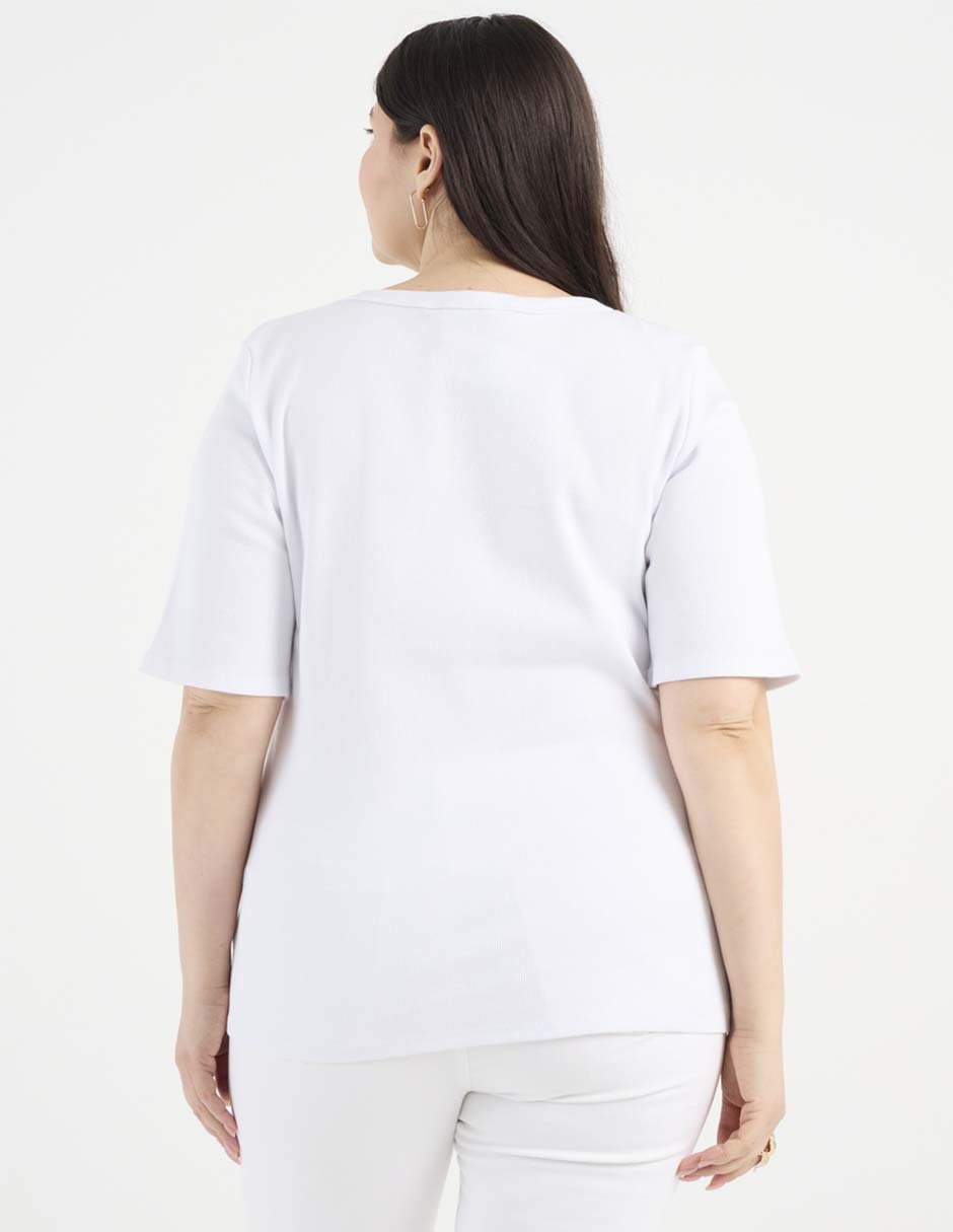 Playera manga corta lieb plus cuello redondo para mujer