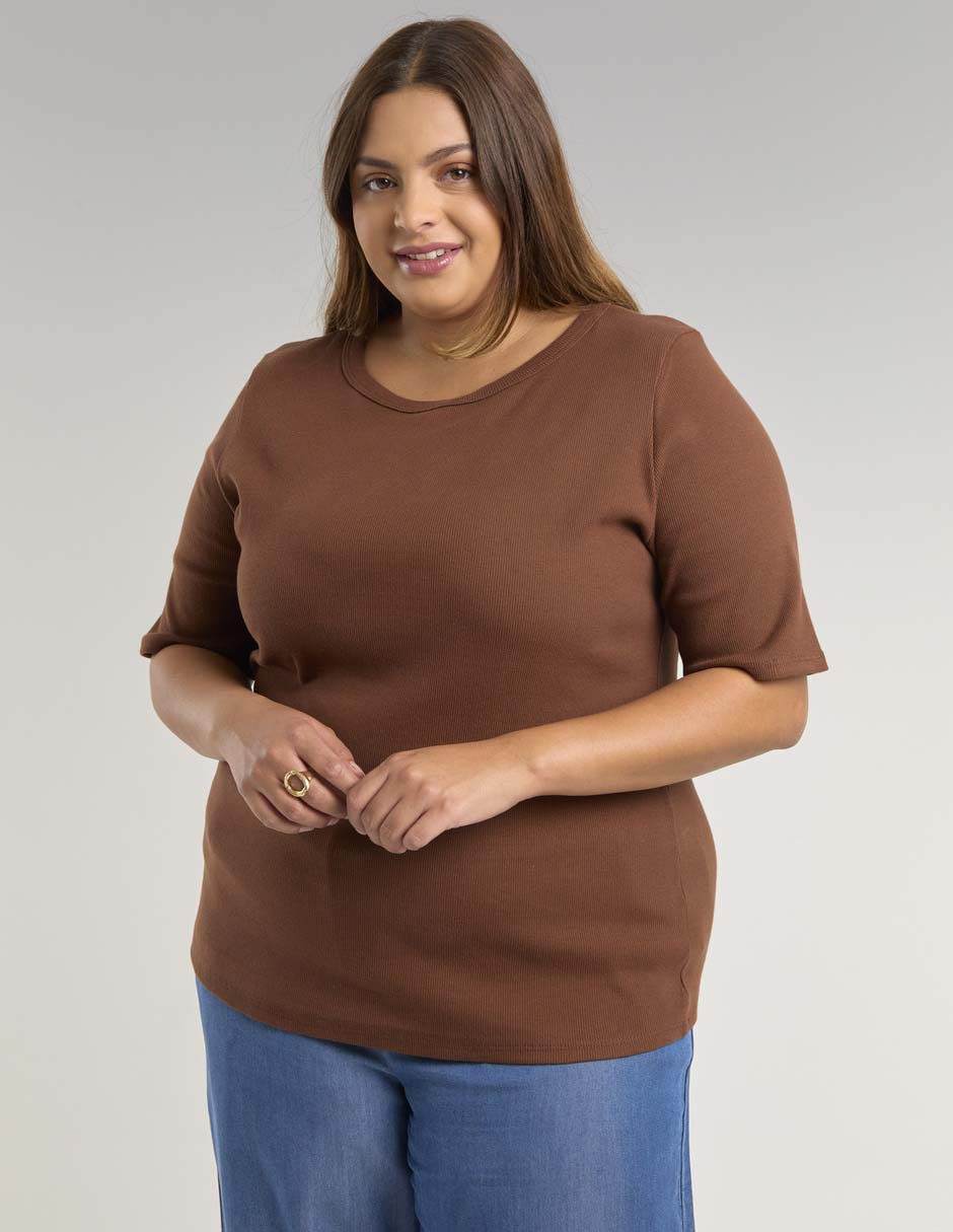 Playera manga corta cuello redondo para mujer