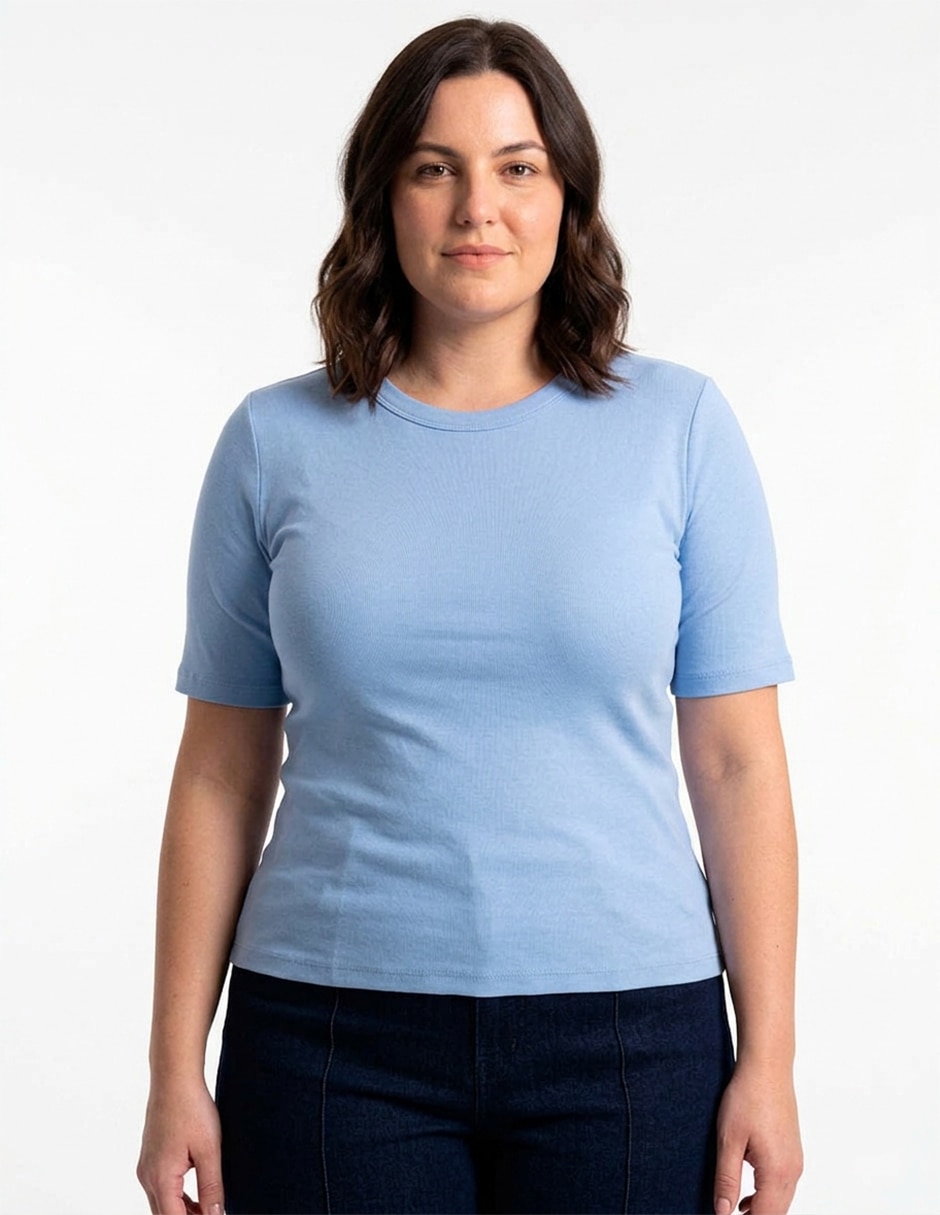 Playera manga corta cuello redondo para mujer