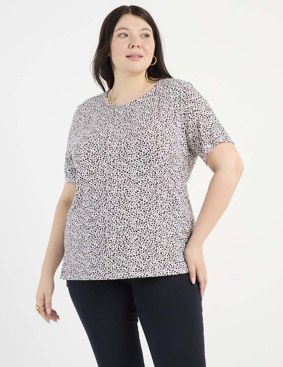 Playera manga corta cuello redondo para mujer