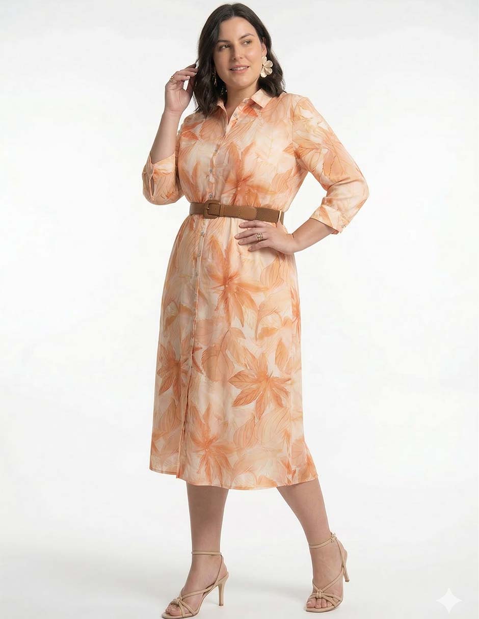 VESTIDO DAVINCHY 173286X, 2X, NARANJA