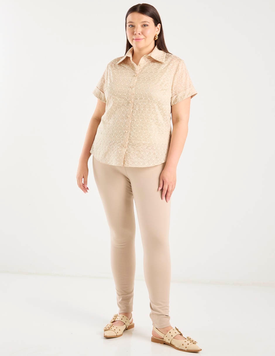 Blusa camisera manga corta para mujer 13