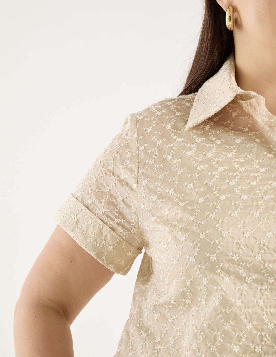 Blusa camisera manga corta para mujer 15