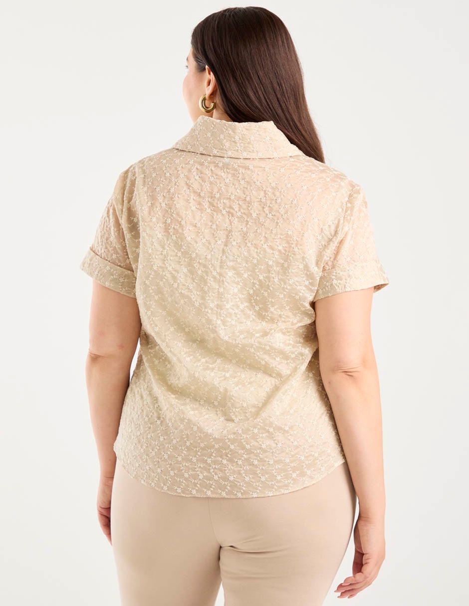 Blusa camisera manga corta para mujer 16