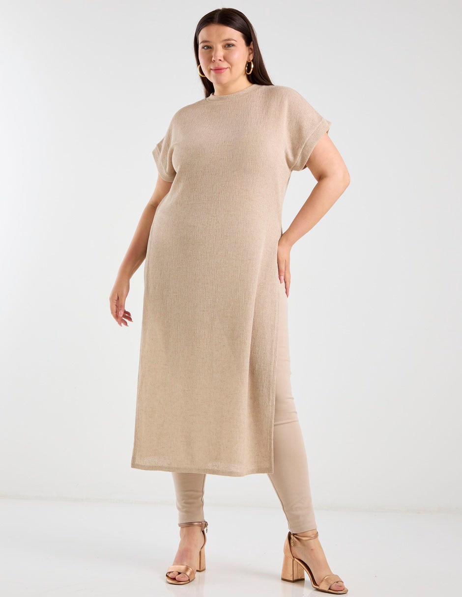 Blusa túnica manga corta para mujer